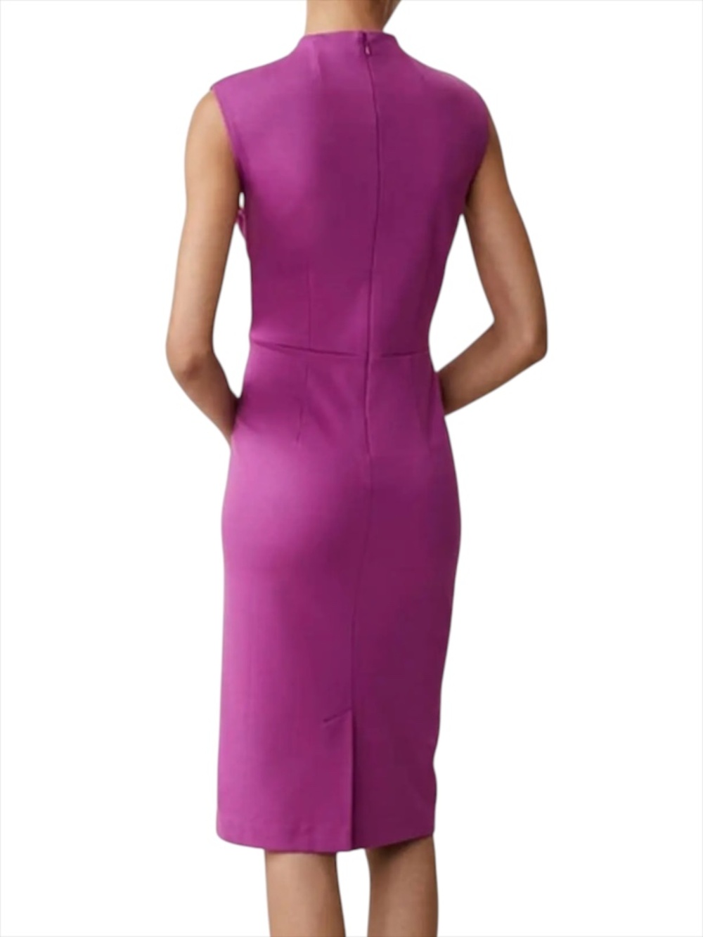 Ann Taylor Ponte Mock Neck Sheath Midi Dress - Fuchsia Size 12P - Picture 2 of 10